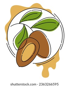 Jojoba oil ingredient - thin line icon for labeling of cosmetics, shampoo or other hair care products