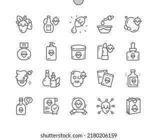 Jojoba oil product. Cosmetic ingredient. Beauty shop and store. Buy, price and product reviews. Pixel Perfect Vector Thin Line Icons. Simple Minimal Pictogram