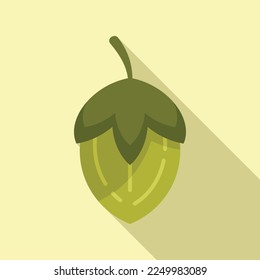 Vector plano de icono de planta Jojoba. Aceite de semillas. Hierba de hoja