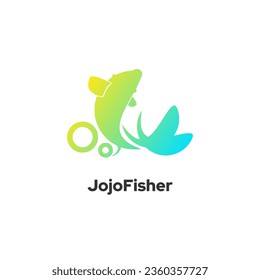 JojoFisher - Depicts a jumping fish vector icon logo template, suitable for fishery and fishing vector design elements.