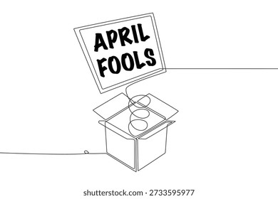 Caja de bromas. Dibujo de una línea del concepto de los tontos de abril