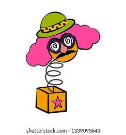 Joke box with a clown. April fool day. Vector illustration design