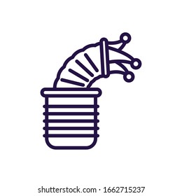 joke box with jester hat over white background, line style icon, vector illustration
