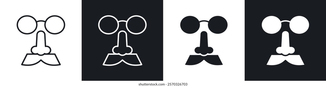 Joke day icons vectors set in black. line and flat versions