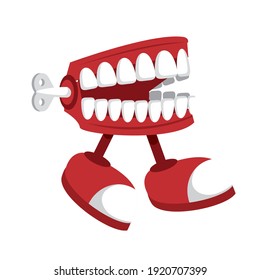 joke denture walking fools day icon vector illustration design