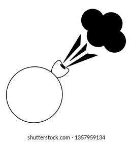 Joke fart globe cartoon isolated in black and white