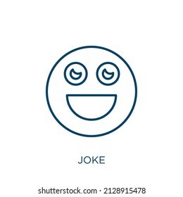 joke icon. Thin linear joke outline icon isolated on white background. Line vector joke sign, symbol for web and mobile