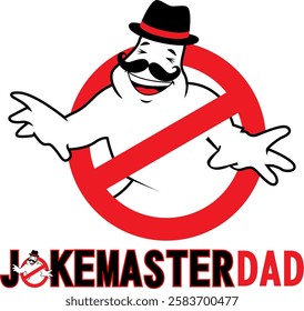 Joke Master Dad Funny Vector Illustration, Father's Day Greeting Card