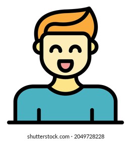 Joke smiling icon. Outline joke smiling vector icon color flat isolated