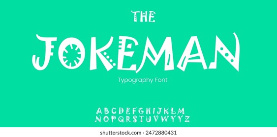 Jokeman playful font joyful alphabet. Funky comic letter set for kids  headline. Vector typeset.