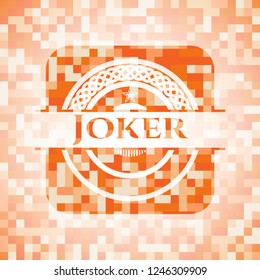 Joker abstract emblem, orange mosaic background