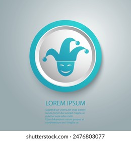 Joker blue icon flat vector sign