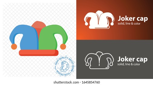 joker cap flat icon. line icon