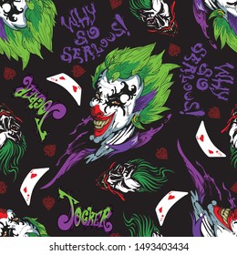 joker and card seamless pattern typhography with colorful  and background