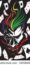 joker and card seamless pattern typhography with colorful  and background