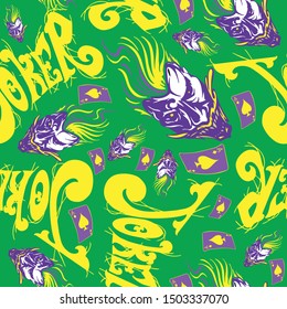 joker and card seamless pattern typhography with colorful  and background