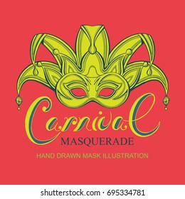 Joker carnival face mask. Vector illustration 
Template for party or masquerade decoration.
