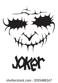 Joker Cartoon face. Creepy makeup for Halloween. Joker vector design