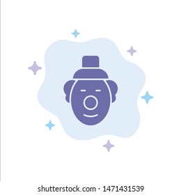 Joker, Clown, Circus Blue Icon on Abstract Cloud Background. Vector Icon Template background