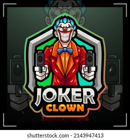 Joker clown mascot. esport logo design