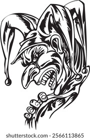 Joker clown vector design for tattoo or sticker