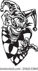 Joker clown vector design for tattoo or sticker