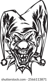 Joker clown vector design for tattoo or sticker