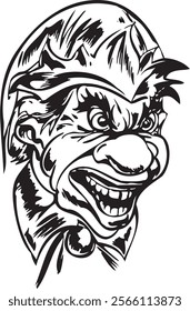 Joker clown vector design for tattoo or sticker