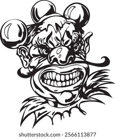 Joker clown vector design for tattoo or sticker