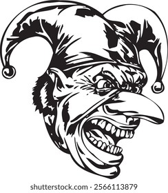 Joker clown vector design for tattoo or sticker