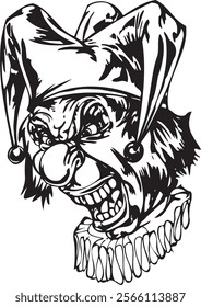 Joker clown vector design for tattoo or sticker