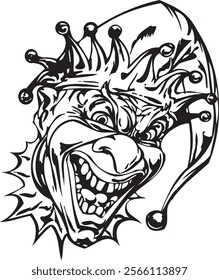 Joker clown vector design for tattoo or sticker