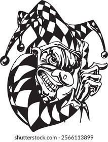 Joker clown vector design for tattoo or sticker