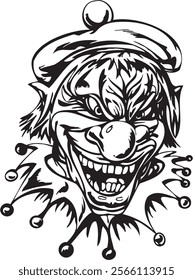 Joker clown vector design for tattoo or sticker