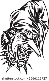 Joker clown vector design for tattoo or sticker