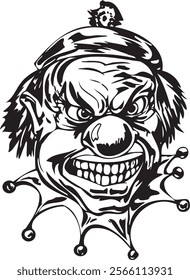 Joker clown vector design for tattoo or sticker