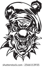 Joker clown vector design for tattoo or sticker