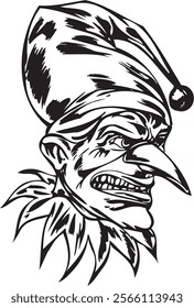 Joker clown vector design for tattoo or sticker