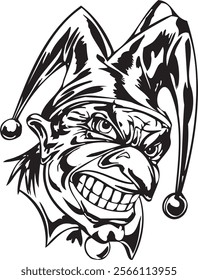 Joker clown vector design for tattoo or sticker