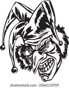 Joker clown vector design for tattoo or sticker