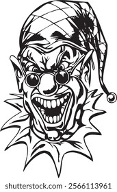 Joker clown vector design for tattoo or sticker