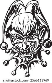 Joker clown vector design for tattoo or sticker