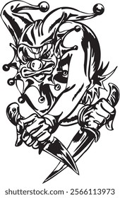 Joker clown vector design for tattoo or sticker