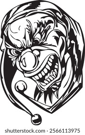 Joker clown vector design for tattoo or sticker