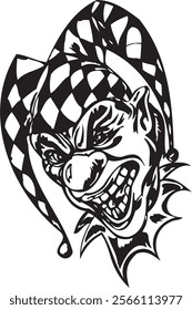 Joker clown vector design for tattoo or sticker