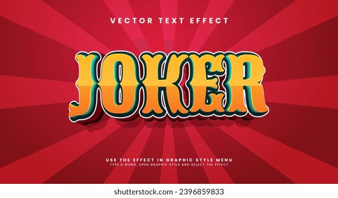 Joker comic editable text style effect. Vector text effect suitable for fun cartoon themes.