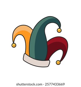 Joker or court jester hat icon as seen on wild playing cards in vector