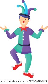 Joker Dancing Vector Icon Design, Circus characters Symbol, Carnival performer Sign, Festival troupe Stock illustration, Laughing jester Concept
