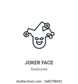 Icono vectorial del contorno de la cara del Joker. Icono de la cara del joker negro de línea delgada, ilustración de elemento simple vector plano de gestos editables concepto de trazo aislado en fondo blanco