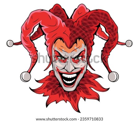 Joker face. Vector of Jolly Joker. Joker playing car